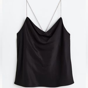 H&M Rhinestone Strap Satin Camisole Top